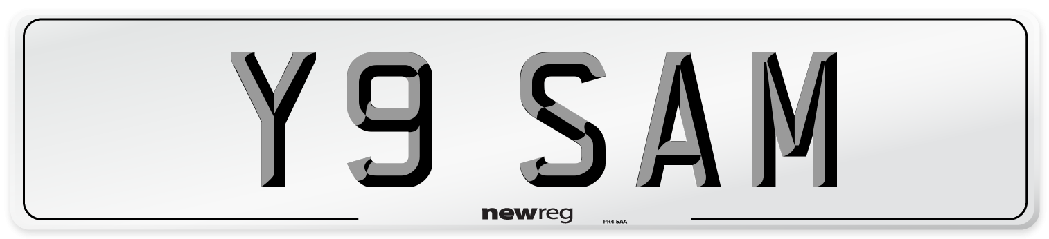Y9 SAM Number Plate from New Reg
